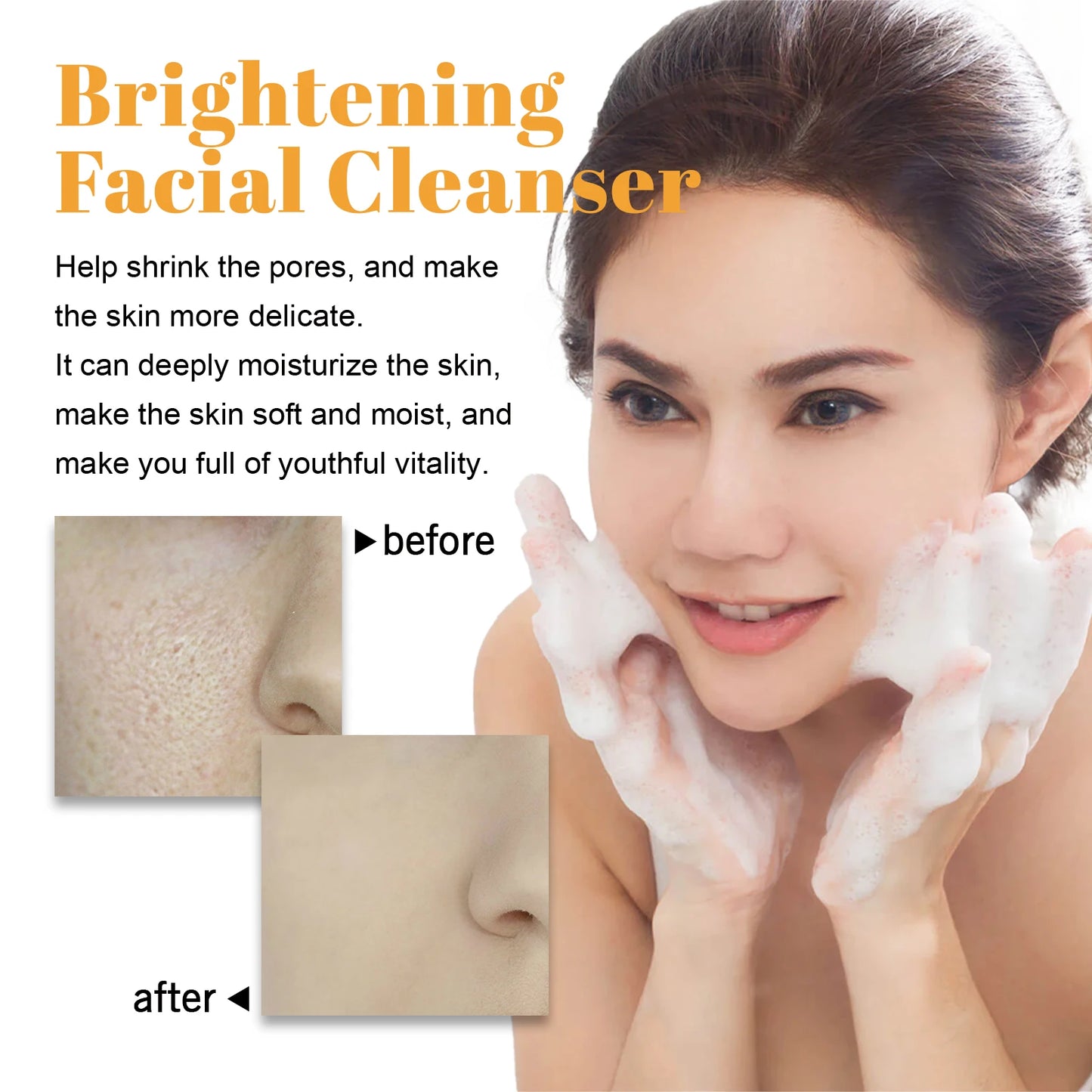 Turmeric Cleanser Moisturizing Facial Brightening Facial Cleanser Foam Brush Cleaning Moisturizing Whitening and Beautifying