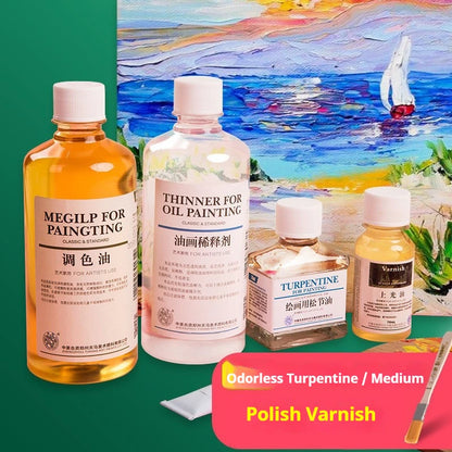 75/280/500ml Linseed Medium for Oil Paintings Odorless Turpentine/Toner Oil/Polish Retouch/Gloss Varnish Art Painting Supplies