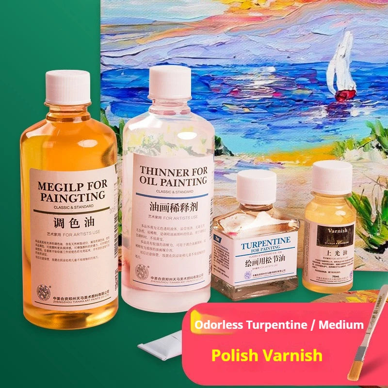 75/280/500ml Linseed Medium for Oil Paintings Odorless Turpentine/Toner Oil/Polish Retouch/Gloss Varnish Art Painting Supplies