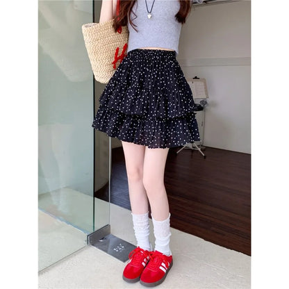 Women Clothes Fashion Summer New Style High Waist Temperament Trend Round A-line Skirt Loose Short Skirt Cake Half Skirt