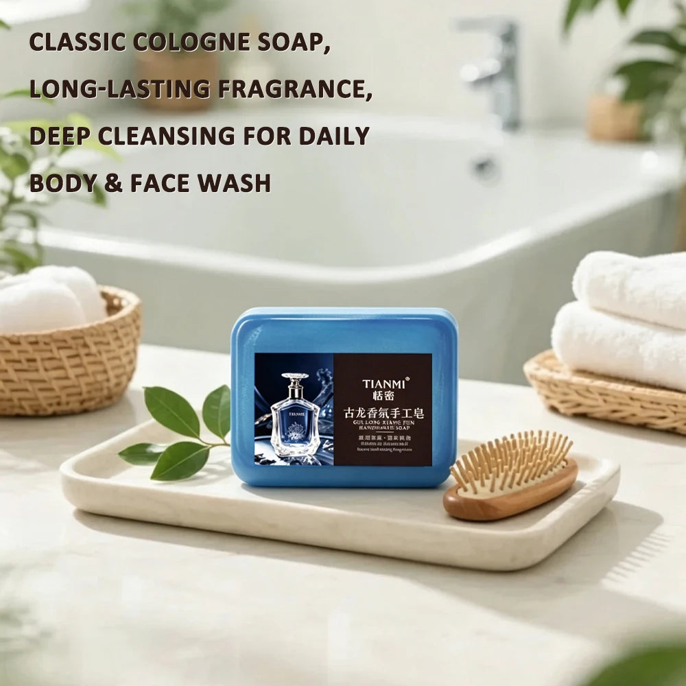 2PCS Men's Cologne Soap, Three in One for Washing Hair, Face, and Bath, Cleanses and Bathes the Whole Body, Moisturizes