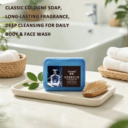 2PCS Men's Cologne Soap, Three in One for Washing Hair, Face, and Bath, Cleanses and Bathes the Whole Body, Moisturizes
