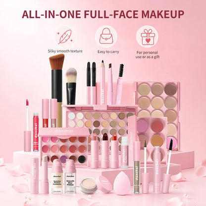 All In One Makeup Set Gathering All Cosmetic Including Base Makeup, Concealer, Contour ,Powder Blusher, Eyebrow Eye, Lip Makeup