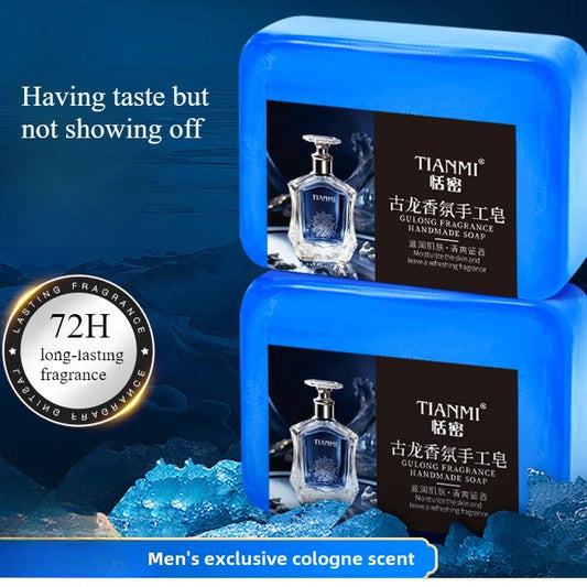 2PCS Men's Cologne Soap, Three in One for Washing Hair, Face, and Bath, Cleanses and Bathes the Whole Body, Moisturizes