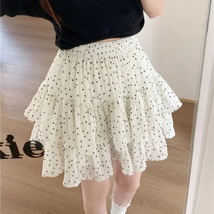Women Clothes Fashion Summer New Style High Waist Temperament Trend Round A-line Skirt Loose Short Skirt Cake Half Skirt