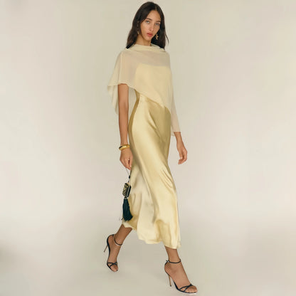 Sleeveless Fitted Maxi Dress Two Piece Set With Shawl