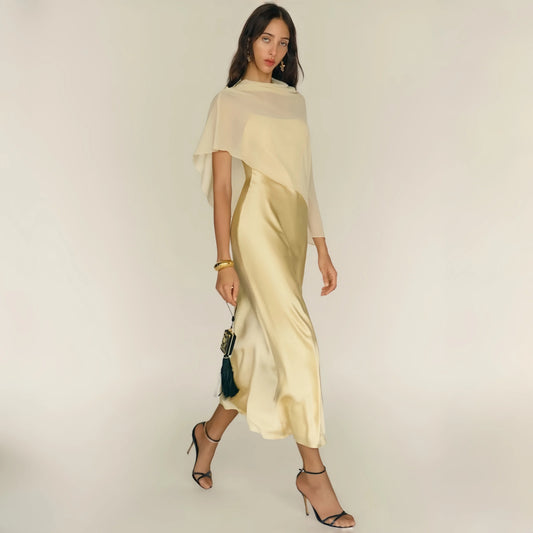 Sleeveless Fitted Maxi Dress Two Piece Set With Shawl