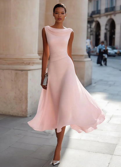 Chiffon Midi Dress for Cocktail Party