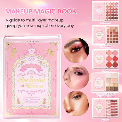 5 Layers All In One Makeup Book Palette,48 Eyeshadow+6 Blush+Contour Highlight Brow Pomade+6 Lipstick Full Face Makeup Kit