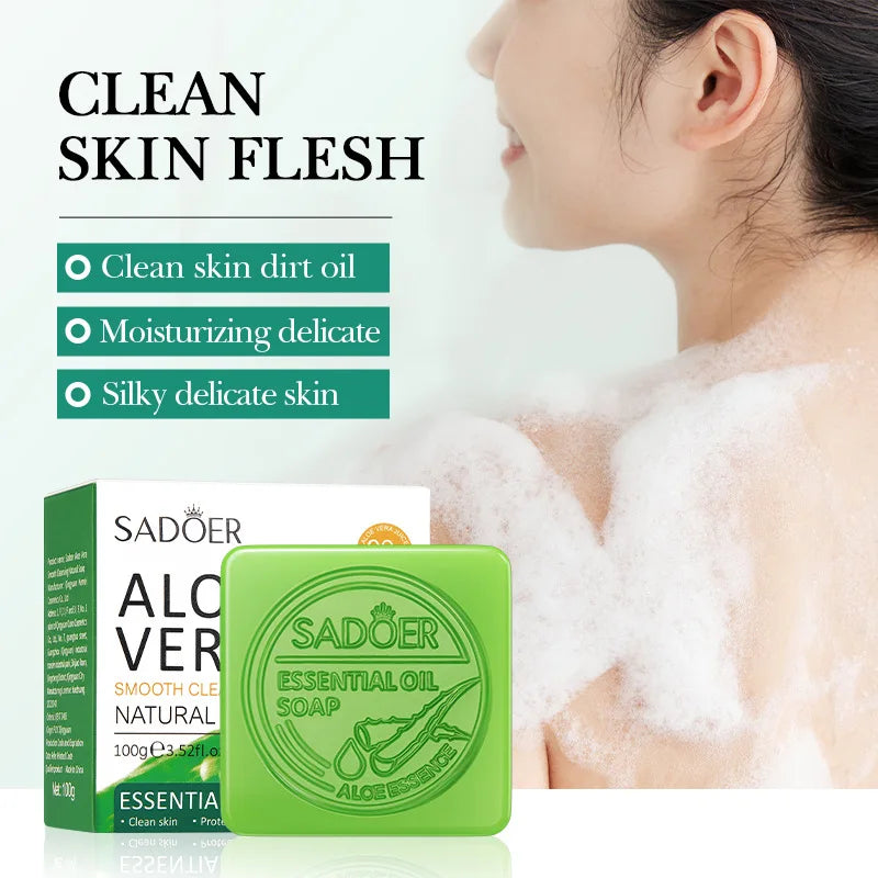 Aloe Vera Smooth Cleansing Natural Soap Cleansing Smooth Handmade Essential Oil Soap100g