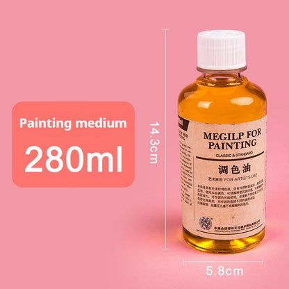 75/280/500ml Linseed Medium for Oil Paintings Odorless Turpentine/Toner Oil/Polish Retouch/Gloss Varnish Art Painting Supplies