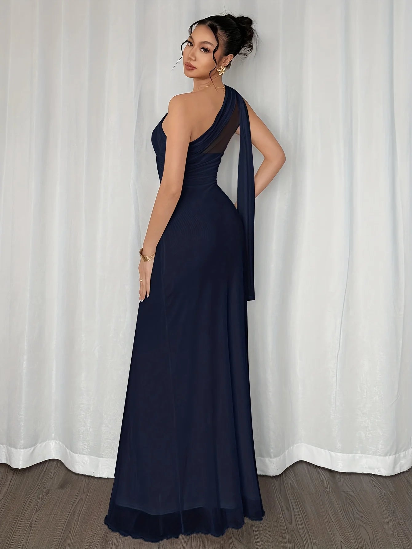 Elegant Romantic Fashion Commute Dress Sexy Asymmetric Neckline Bodycon