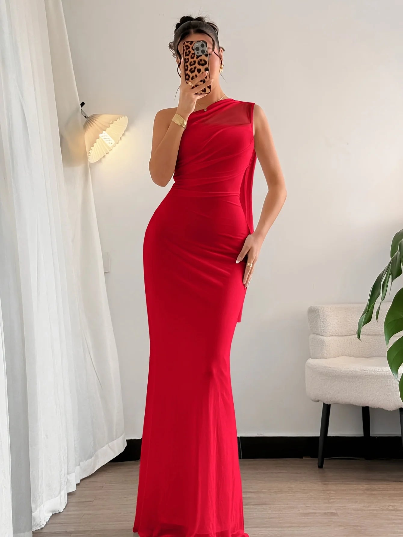 Elegant Romantic Fashion Commute Dress Sexy Asymmetric Neckline Bodycon
