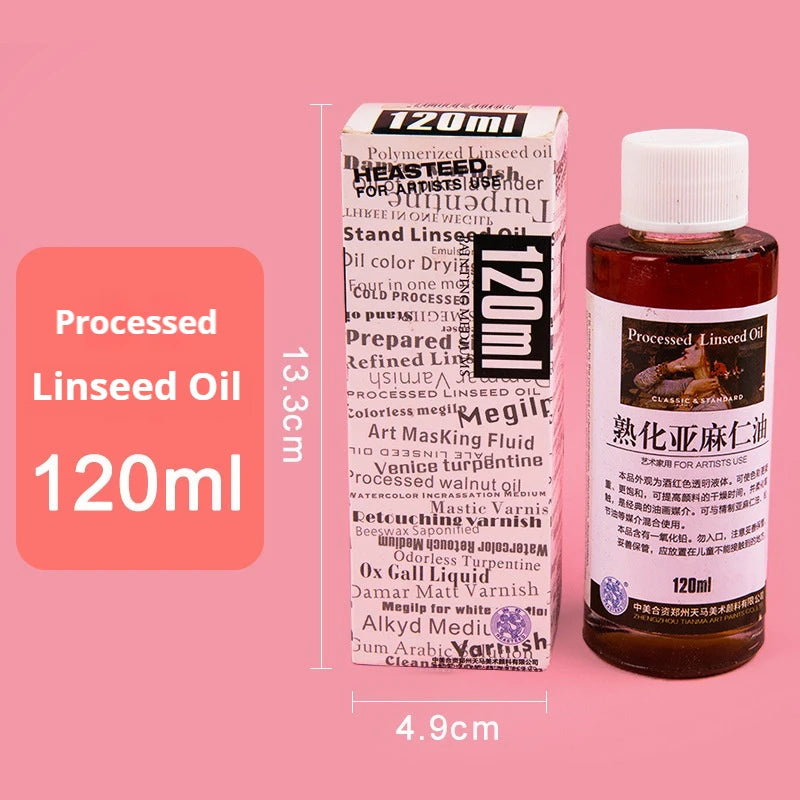 75/280/500ml Linseed Medium for Oil Paintings Odorless Turpentine/Toner Oil/Polish Retouch/Gloss Varnish Art Painting Supplies