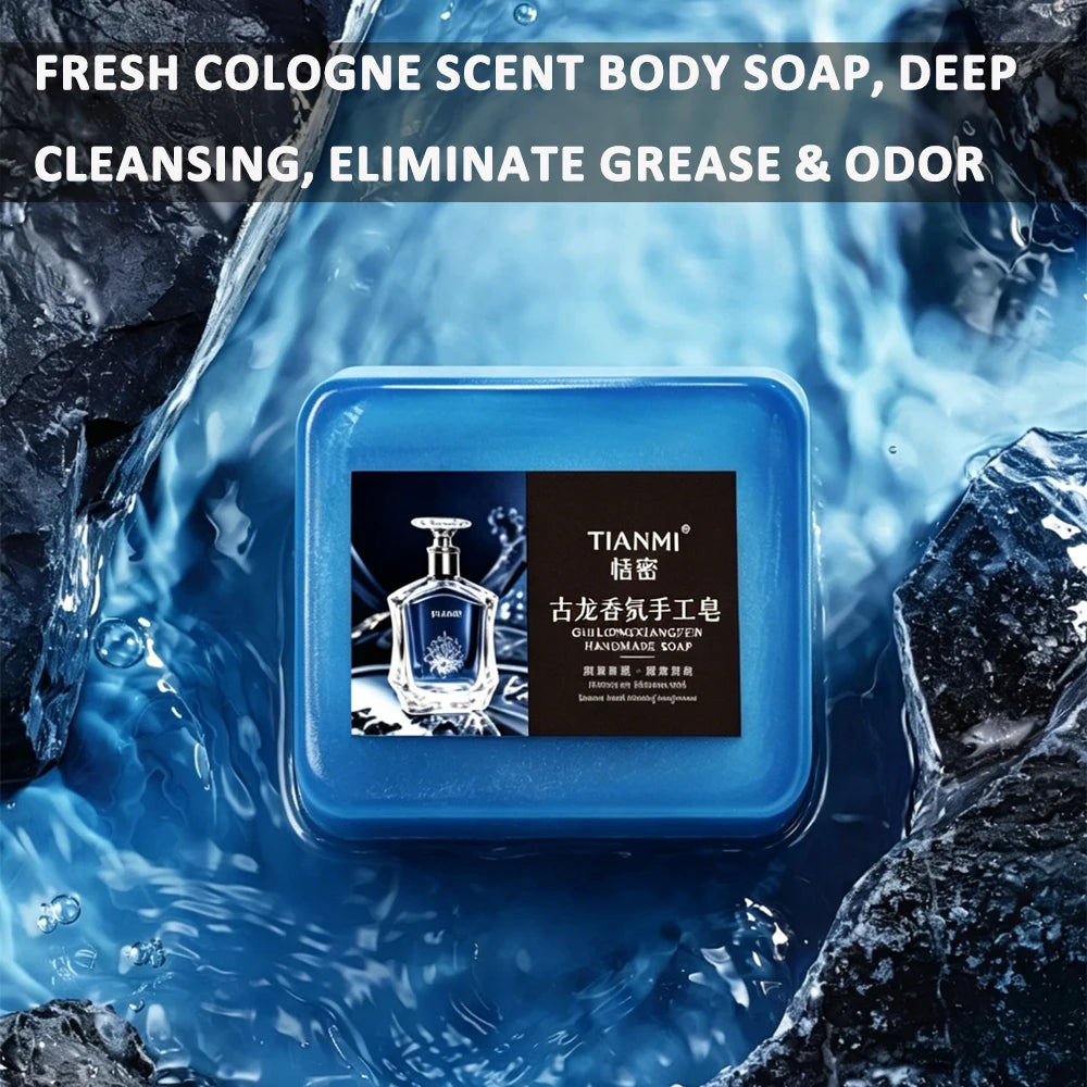 2PCS Men's Cologne Soap, Three in One for Washing Hair, Face, and Bath, Cleanses and Bathes the Whole Body, Moisturizes