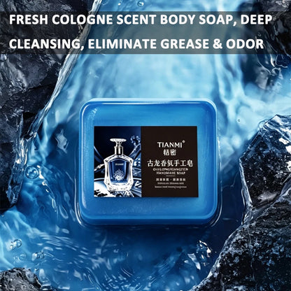 2PCS Men's Cologne Soap, Three in One for Washing Hair, Face, and Bath, Cleanses and Bathes the Whole Body, Moisturizes