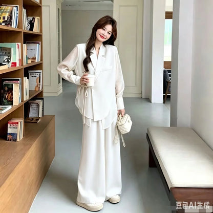 Leisure Commuter Fashion Temperament Celebrity/LadySuit Style Top and Pants Royal Sister Style Bright Silk Decoration Cover