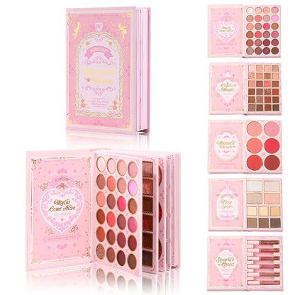 5 Layers All In One Makeup Book Palette,48 Eyeshadow+6 Blush+Contour Highlight Brow Pomade+6 Lipstick Full Face Makeup Kit