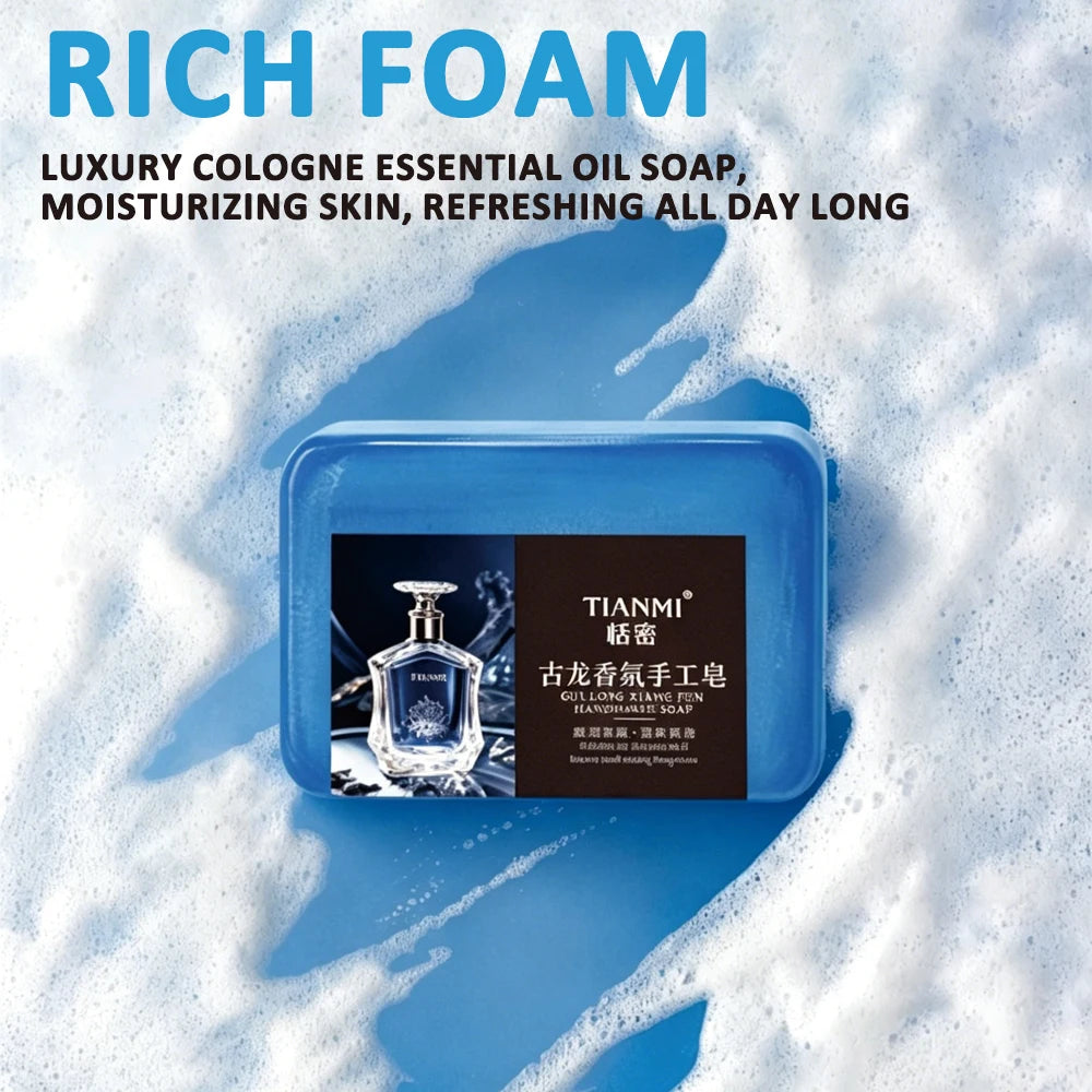 2PCS Men's Cologne Soap, Three in One for Washing Hair, Face, and Bath, Cleanses and Bathes the Whole Body, Moisturizes