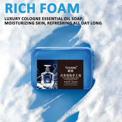 2PCS Men's Cologne Soap, Three in One for Washing Hair, Face, and Bath, Cleanses and Bathes the Whole Body, Moisturizes